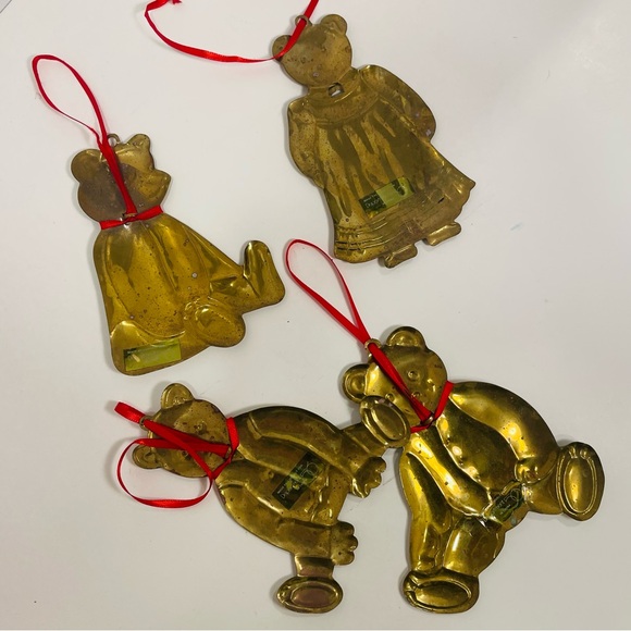 Vintage Department 56 Brass Teddy Bear Ornament Set of 4 - Picture 6 of 7